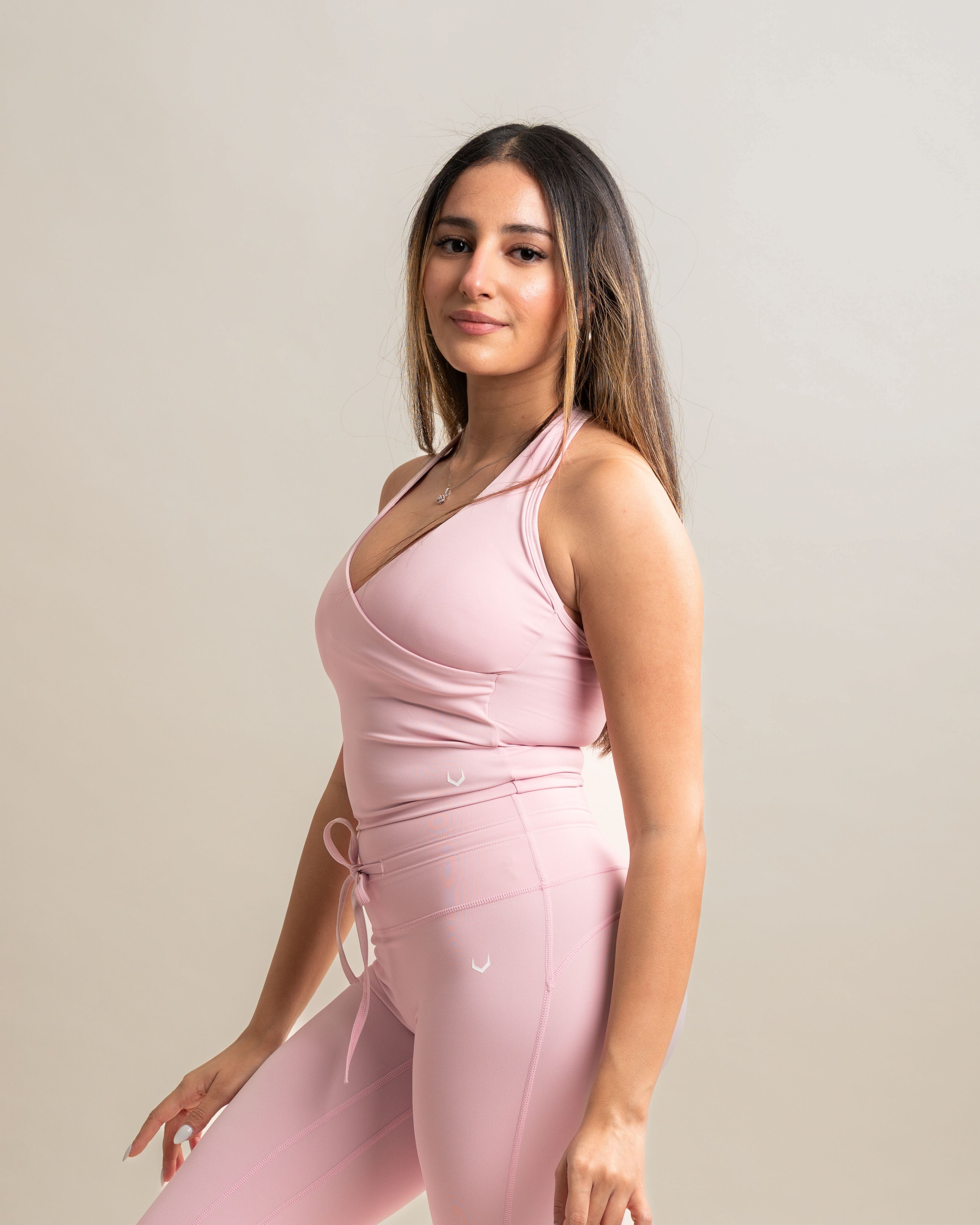 Flow Halterneck Wrap Tank - Blush