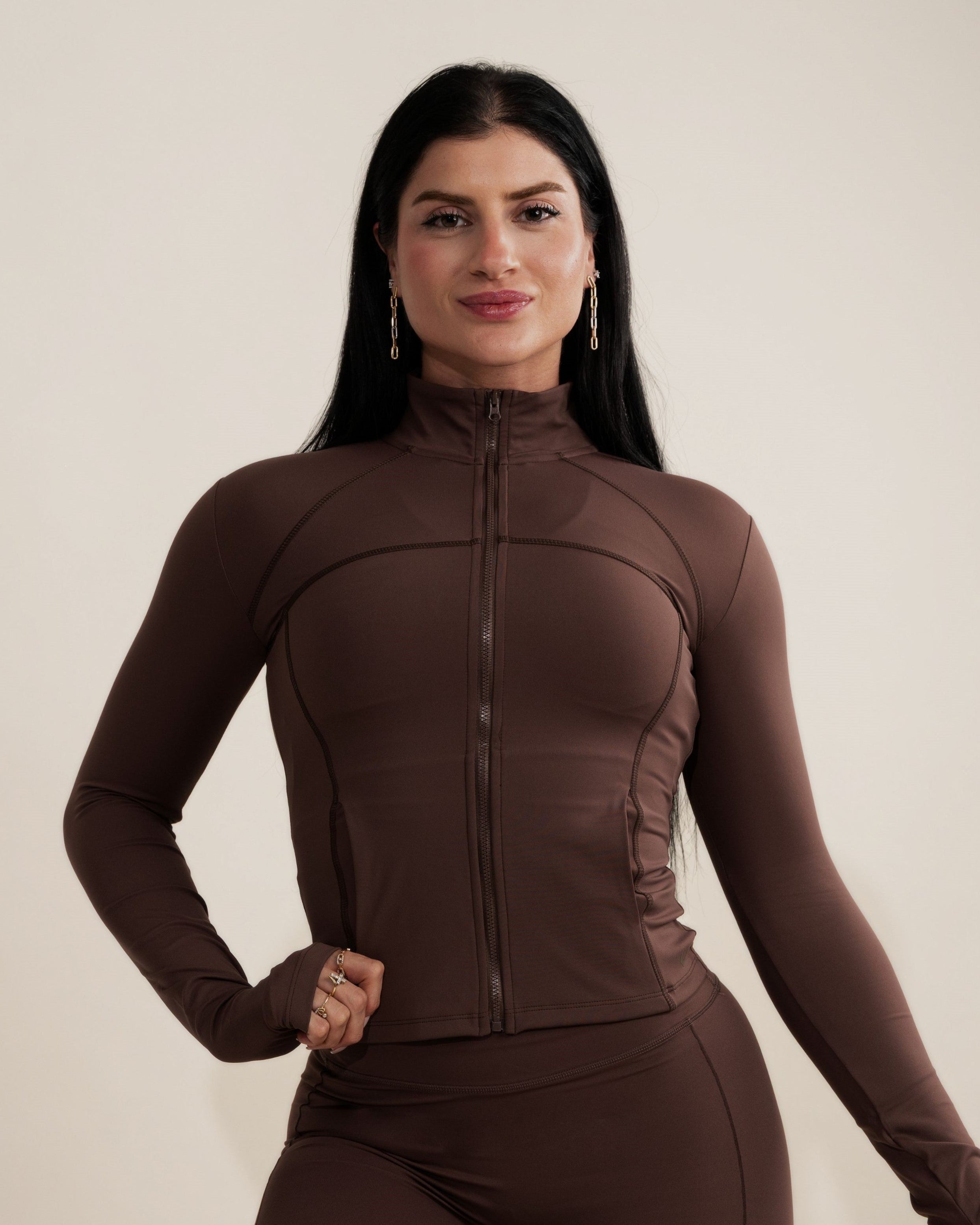 Sculpt Zip Up Jacket - Cocoa