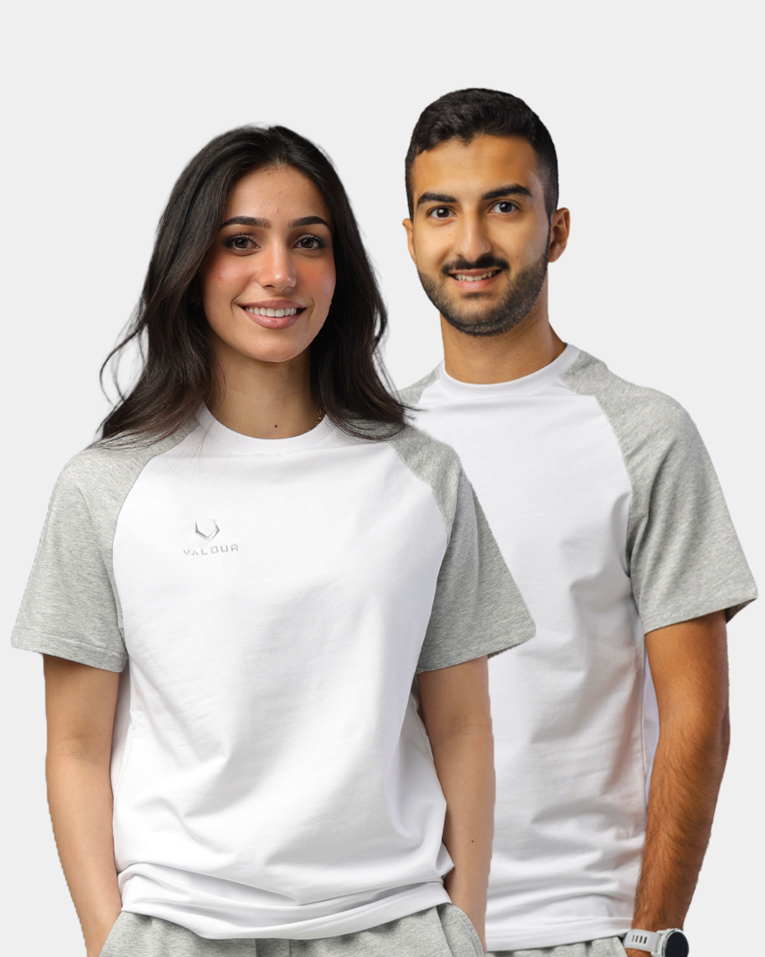 Fusion - Round Neck Top Raglan - White\Grey