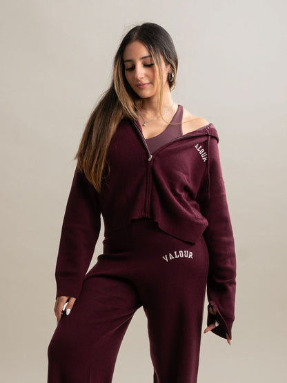 Serene Knit Zip Up Jacket - Fig