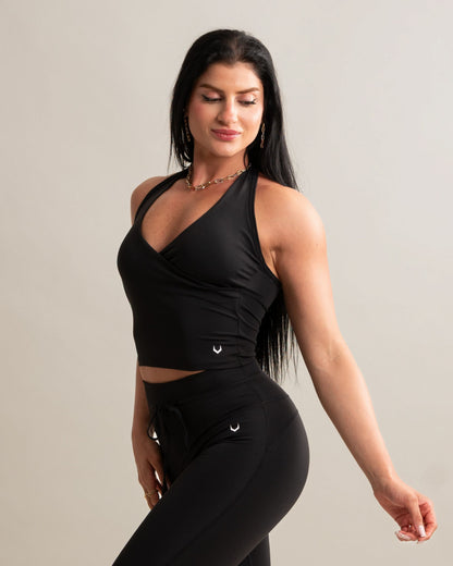 Flow Halterneck Wrap Tank - Noir