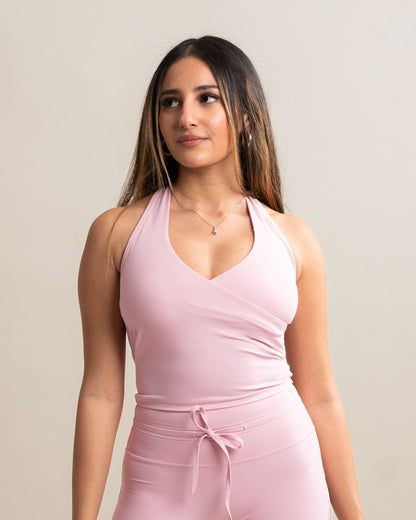 Flow Halterneck Wrap Tank - Blush