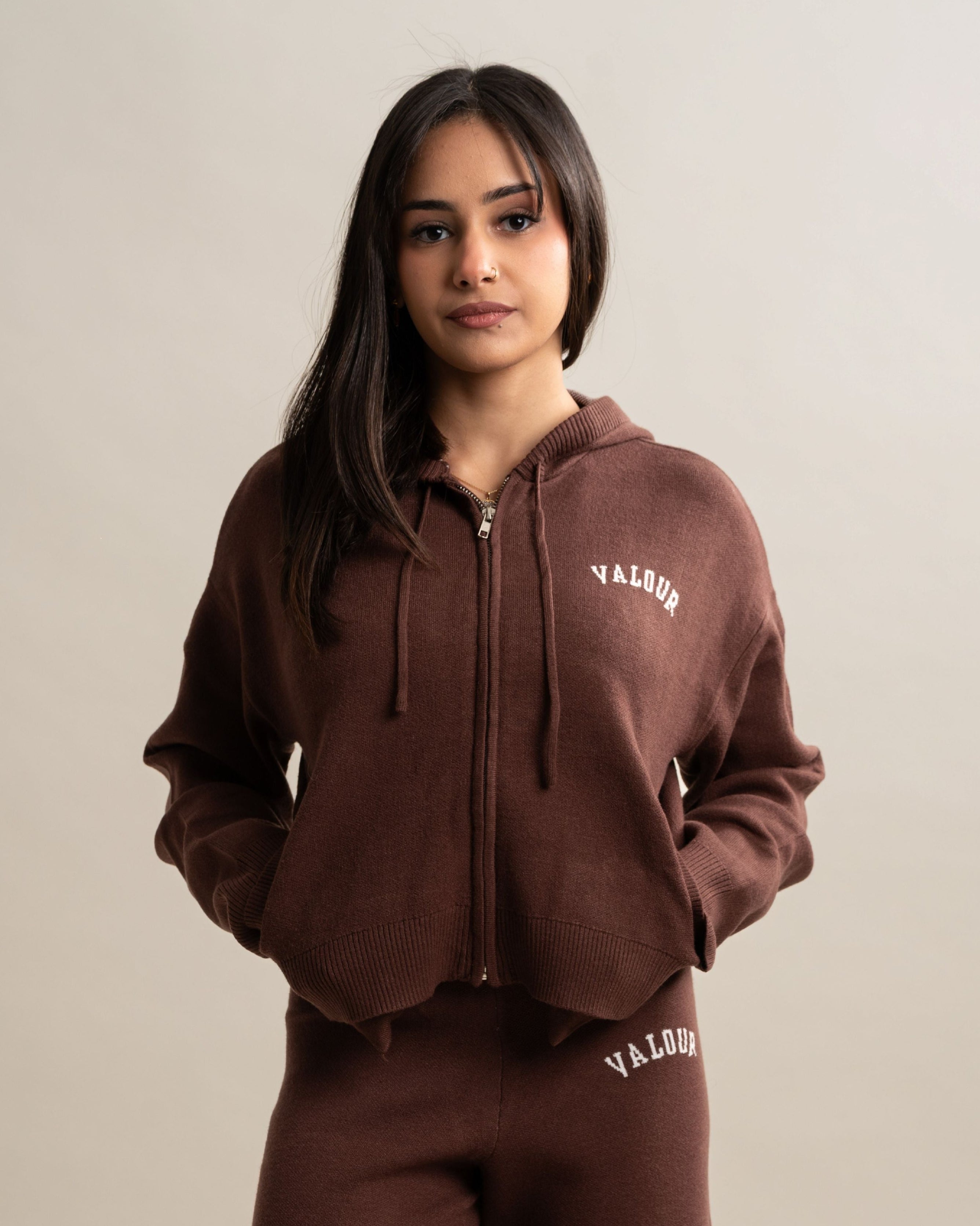 Serene Knit Zip Up Jacket - Cocoa