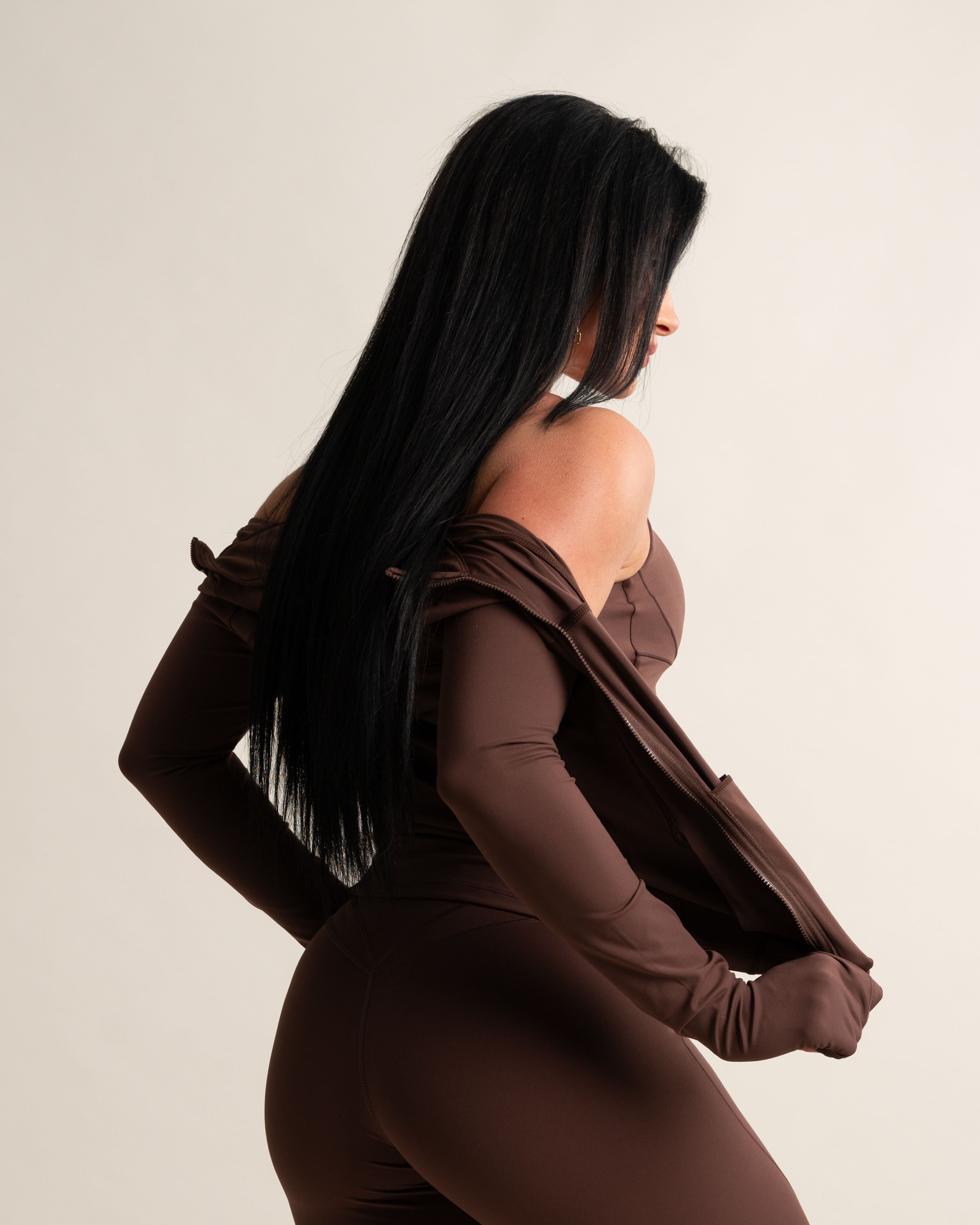 Sculpt Zip Up Jacket - Cocoa