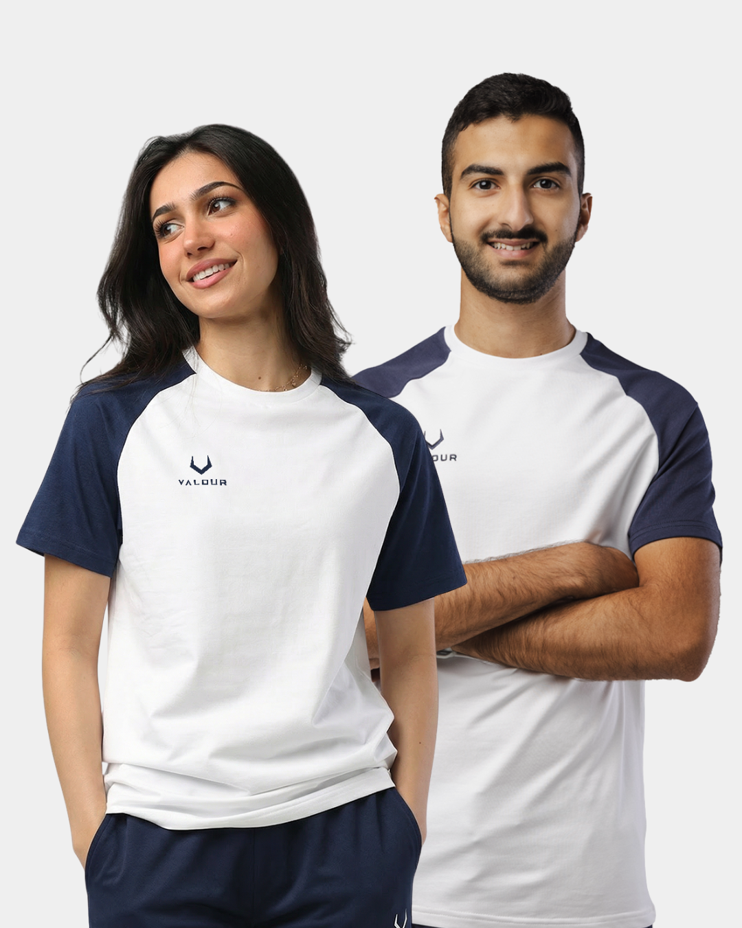 Fusion - Round Neck Top Raglan - White\Navy